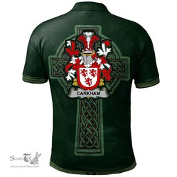 Irish Carkham Coat of Arms Irish Polo Shirt Irish Cross with Celtic Knot and Claddagh Ring Polo Shirt