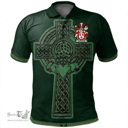 Irish Carkham Coat of Arms Irish Polo Shirt Irish Cross with Celtic Knot and Claddagh Ring Polo Shirt