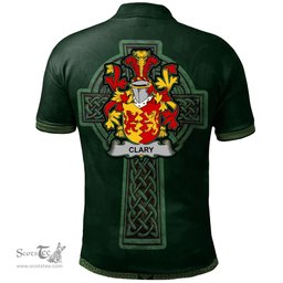 Irish Clary or O'Clary. Coat of Arms Irish Polo Shirt Irish Cross with Celtic Knot and Claddagh Ring Polo Shirt