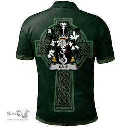 Irish Dane or O'Dane Coat of Arms Irish Polo Shirt Irish Cross with Celtic Knot and Claddagh Ring Polo Shirt