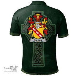 Irish Callan or O'Callan Coat of Arms Irish Polo Shirt Irish Cross with Celtic Knot and Claddagh Ring Polo Shirt