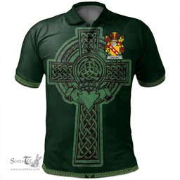 Irish Callan or O'Callan Coat of Arms Irish Polo Shirt Irish Cross with Celtic Knot and Claddagh Ring Polo Shirt