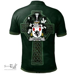 Irish Crosbie or McCrossan Coat of Arms Irish Polo Shirt Irish Cross with Celtic Knot and Claddagh Ring Polo Shirt