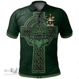 Irish Dixon Coat of Arms Irish Polo Shirt Irish Cross with Celtic Knot and Claddagh Ring Polo Shirt