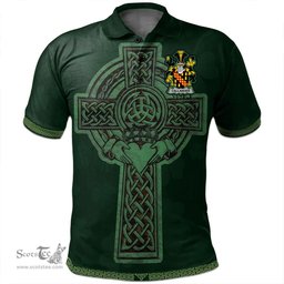 Irish Callander Coat of Arms Irish Polo Shirt Irish Cross with Celtic Knot and Claddagh Ring Polo Shirt
