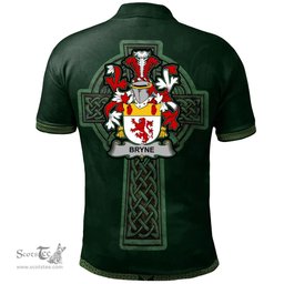 Irish Bryne or Brinn Coat of Arms Irish Polo Shirt Irish Cross with Celtic Knot and Claddagh Ring Polo Shirt