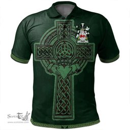 Irish Drew Coat of Arms Irish Polo Shirt Irish Cross with Celtic Knot and Claddagh Ring Polo Shirt