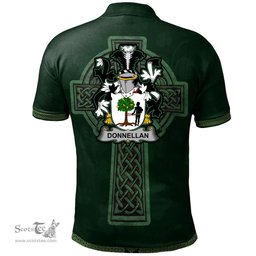 Irish Donnellan or O'Donnellan Coat of Arms Irish Polo Shirt Irish Cross with Celtic Knot and Claddagh Ring Polo Shirt