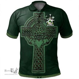 Irish Donnellan or O'Donnellan Coat of Arms Irish Polo Shirt Irish Cross with Celtic Knot and Claddagh Ring Polo Shirt