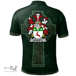 Irish Doherty or O'Doherty Coat of Arms Irish Polo Shirt Irish Cross with Celtic Knot and Claddagh Ring Polo Shirt