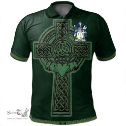 Irish Dea or O'Dea Coat of Arms Irish Polo Shirt Irish Cross with Celtic Knot and Claddagh Ring Polo Shirt