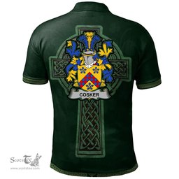 Irish Cosker or McCosker Coat of Arms Irish Polo Shirt Irish Cross with Celtic Knot and Claddagh Ring Polo Shirt