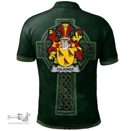 Irish Falkiner Coat of Arms Irish Polo Shirt Irish Cross with Celtic Knot and Claddagh Ring Polo Shirt
