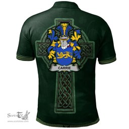 Irish Carrie or O'Carrie Coat of Arms Irish Polo Shirt Irish Cross with Celtic Knot and Claddagh Ring Polo Shirt