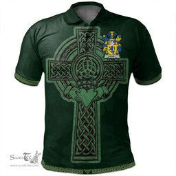 Irish Dudley Coat of Arms Irish Polo Shirt Irish Cross with Celtic Knot and Claddagh Ring Polo Shirt