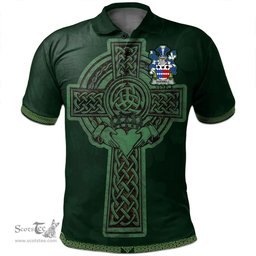 Irish Dodwell Coat of Arms Irish Polo Shirt Irish Cross with Celtic Knot and Claddagh Ring Polo Shirt