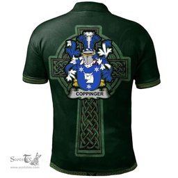 Irish Coppinger Coat of Arms Irish Polo Shirt Irish Cross with Celtic Knot and Claddagh Ring Polo Shirt