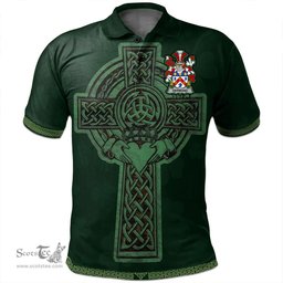 Irish Dermond or O'Dermond Coat of Arms Irish Polo Shirt Irish Cross with Celtic Knot and Claddagh Ring Polo Shirt
