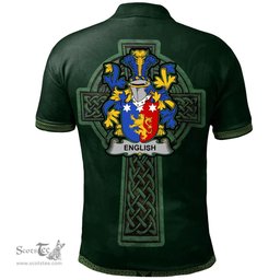 Irish English Coat of Arms Irish Polo Shirt Irish Cross with Celtic Knot and Claddagh Ring Polo Shirt