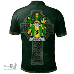 Irish Hara or O'Hara Coat of Arms Irish Polo Shirt Irish Cross with Celtic Knot and Claddagh Ring Polo Shirt