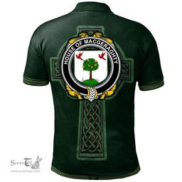 Irish House of MACGERAGHTY Coat of Arms Irish Polo Shirt Irish Cross with Celtic Knot and Claddagh Ring Polo Shirt