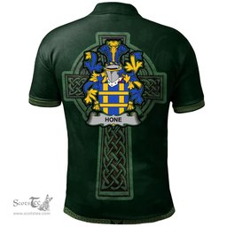 Irish Hone or O'Hone Coat of Arms Irish Polo Shirt Irish Cross with Celtic Knot and Claddagh Ring Polo Shirt
