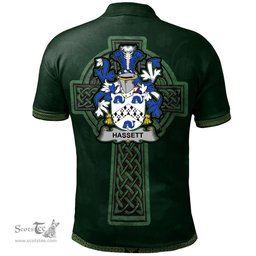 Irish Hassett or Hasset Coat of Arms Irish Polo Shirt Irish Cross with Celtic Knot and Claddagh Ring Polo Shirt