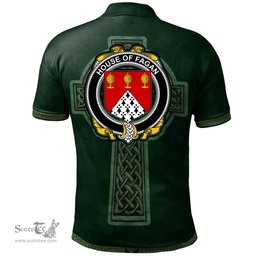 Irish House of FAGAN Coat of Arms Irish Polo Shirt Irish Cross with Celtic Knot and Claddagh Ring Polo Shirt