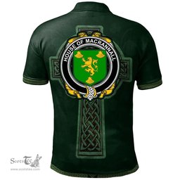 Irish House of MACRANNALL (REYNOLDS) Coat of Arms Irish Polo Shirt Irish Cross with Celtic Knot and Claddagh Ring Polo Shirt