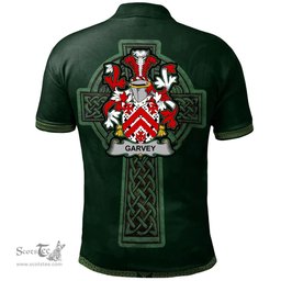Irish Garvey or O'Garvey Coat of Arms Irish Polo Shirt Irish Cross with Celtic Knot and Claddagh Ring Polo Shirt