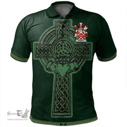 Irish Garvey or O'Garvey Coat of Arms Irish Polo Shirt Irish Cross with Celtic Knot and Claddagh Ring Polo Shirt