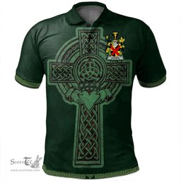 Irish Giggins Coat of Arms Irish Polo Shirt Irish Cross with Celtic Knot and Claddagh Ring Polo Shirt