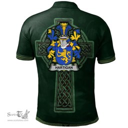 Irish Hartigan or O'Hartagan Coat of Arms Irish Polo Shirt Irish Cross with Celtic Knot and Claddagh Ring Polo Shirt