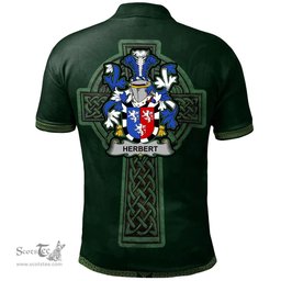 Irish Herbert Coat of Arms Irish Polo Shirt Irish Cross with Celtic Knot and Claddagh Ring Polo Shirt