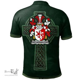 Irish Hetherington Coat of Arms Irish Polo Shirt Irish Cross with Celtic Knot and Claddagh Ring Polo Shirt
