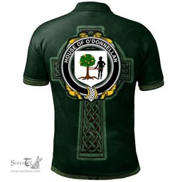 Irish House of O'DONNELLAN Coat of Arms Irish Polo Shirt Irish Cross with Celtic Knot and Claddagh Ring Polo Shirt