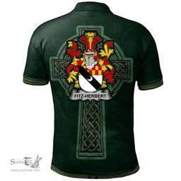 Irish Fitz-Herbert Coat of Arms Irish Polo Shirt Irish Cross with Celtic Knot and Claddagh Ring Polo Shirt