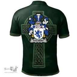 Irish Fitz-Rery Coat of Arms Irish Polo Shirt Irish Cross with Celtic Knot and Claddagh Ring Polo Shirt