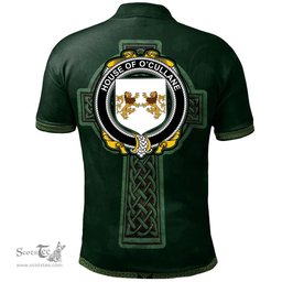 Irish House of O'CULLANE (or Collins) Coat of Arms Irish Polo Shirt Irish Cross with Celtic Knot and Claddagh Ring Polo Shirt