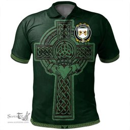 Irish House of O'CULLANE (or Collins) Coat of Arms Irish Polo Shirt Irish Cross with Celtic Knot and Claddagh Ring Polo Shirt