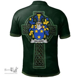 Irish Hilliard Coat of Arms Irish Polo Shirt Irish Cross with Celtic Knot and Claddagh Ring Polo Shirt