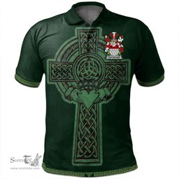 Irish Fitz-Oliver Coat of Arms Irish Polo Shirt Irish Cross with Celtic Knot and Claddagh Ring Polo Shirt