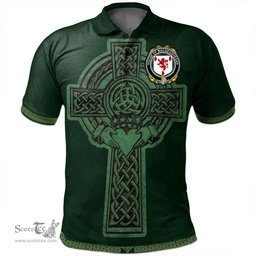 Irish House of MACGEOGHEGAN Coat of Arms Irish Polo Shirt Irish Cross with Celtic Knot and Claddagh Ring Polo Shirt