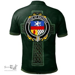 Irish House of MACEVOY Coat of Arms Irish Polo Shirt Irish Cross with Celtic Knot and Claddagh Ring Polo Shirt