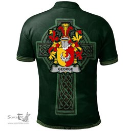 Irish George Coat of Arms Irish Polo Shirt Irish Cross with Celtic Knot and Claddagh Ring Polo Shirt