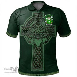 Irish Hennessy or O'Hennessy Coat of Arms Irish Polo Shirt Irish Cross with Celtic Knot and Claddagh Ring Polo Shirt