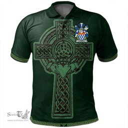 Irish Fleming Coat of Arms Irish Polo Shirt Irish Cross with Celtic Knot and Claddagh Ring Polo Shirt
