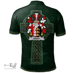Irish Grady or O'Grady Coat of Arms Irish Polo Shirt Irish Cross with Celtic Knot and Claddagh Ring Polo Shirt