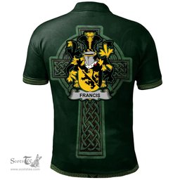 Irish Francis Coat of Arms Irish Polo Shirt Irish Cross with Celtic Knot and Claddagh Ring Polo Shirt
