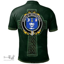 Irish House of MACDONNELL (Clare and Connacht) Coat of Arms Irish Polo Shirt Irish Cross with Celtic Knot and Claddagh Ring Polo Shirt